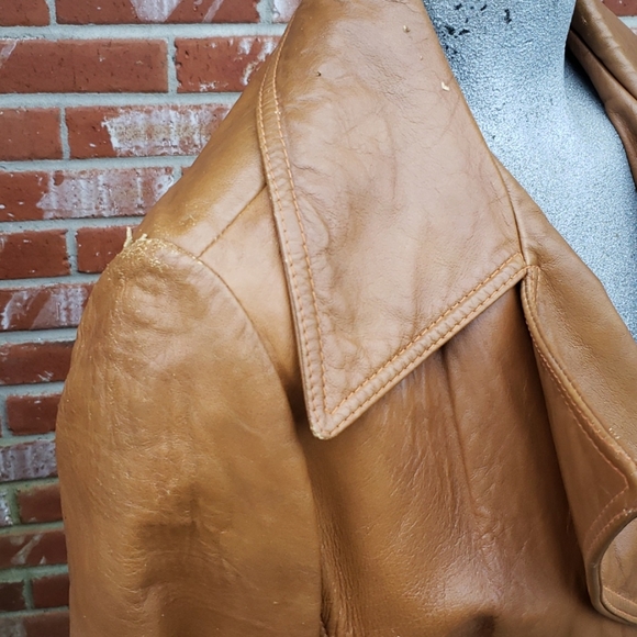 Vintage 1960s Belted Leather Duster Topper Coat - Picture 3 of 15